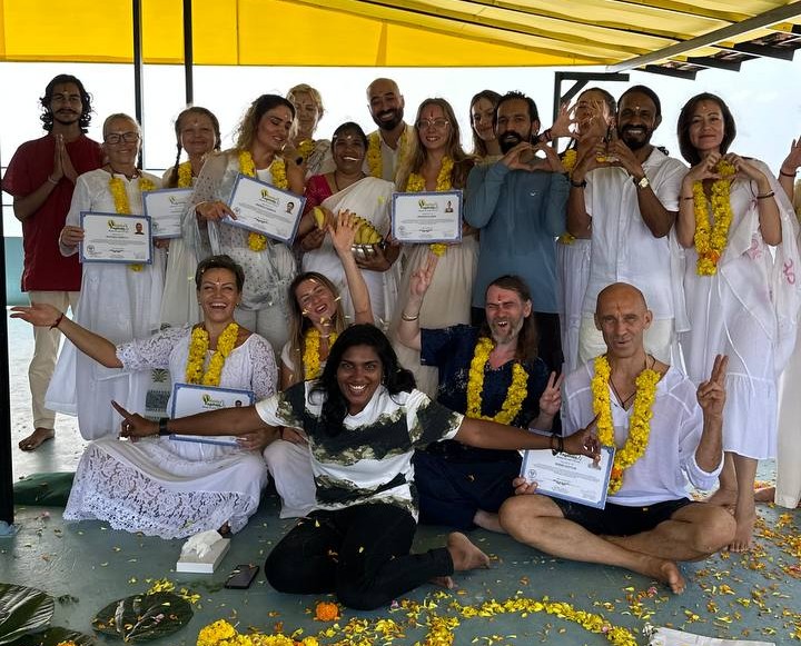 Yoga group practice in Kerala